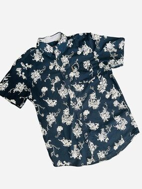Ben Sherman Navy Short-Sleeve Floral Button-Down Shirt Mens size L